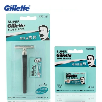 

Safety Razor Shaving Razor Blades Set for Men Gillette Super Blue Shavers Sharp Shaving Razor 1 Razor Handle 1 Blade +5 Blades