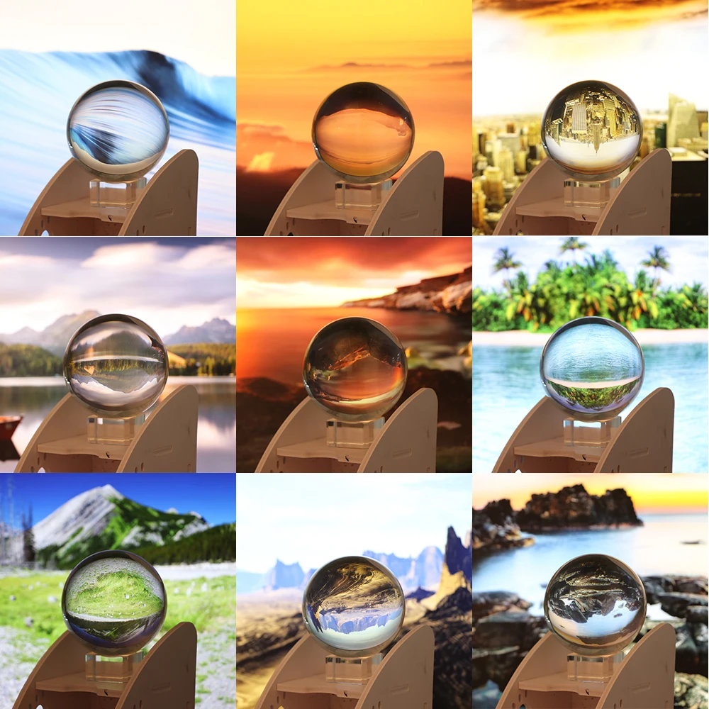

Transparent Sphere for Gifts Home Decoration Chinese Style Feng Shui Crystal Ball Artificial Quartz with Stand 80mm
