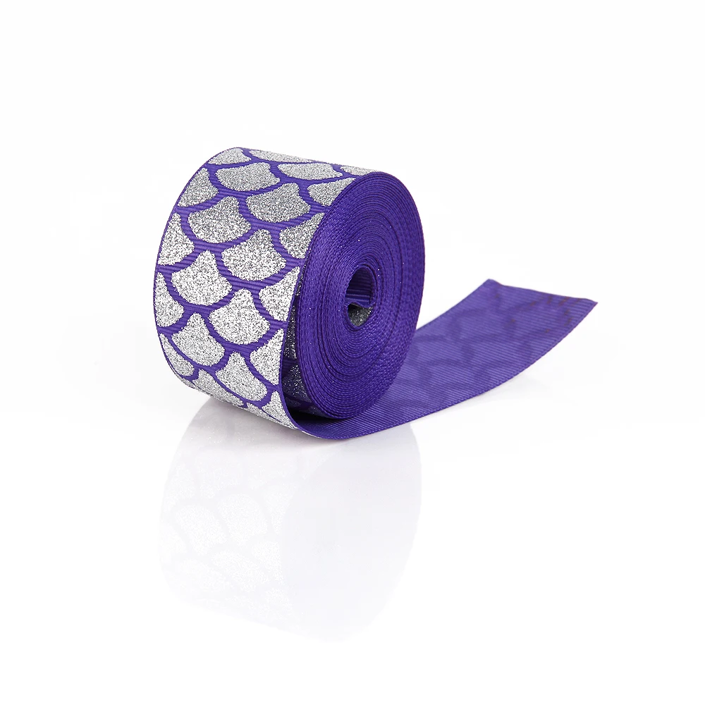 

David accessories 1.5" fish Mermaid scale glitter grosgrain ribbon 50 yards,DIY handmade materials,wedding gift wrap,50Y56868