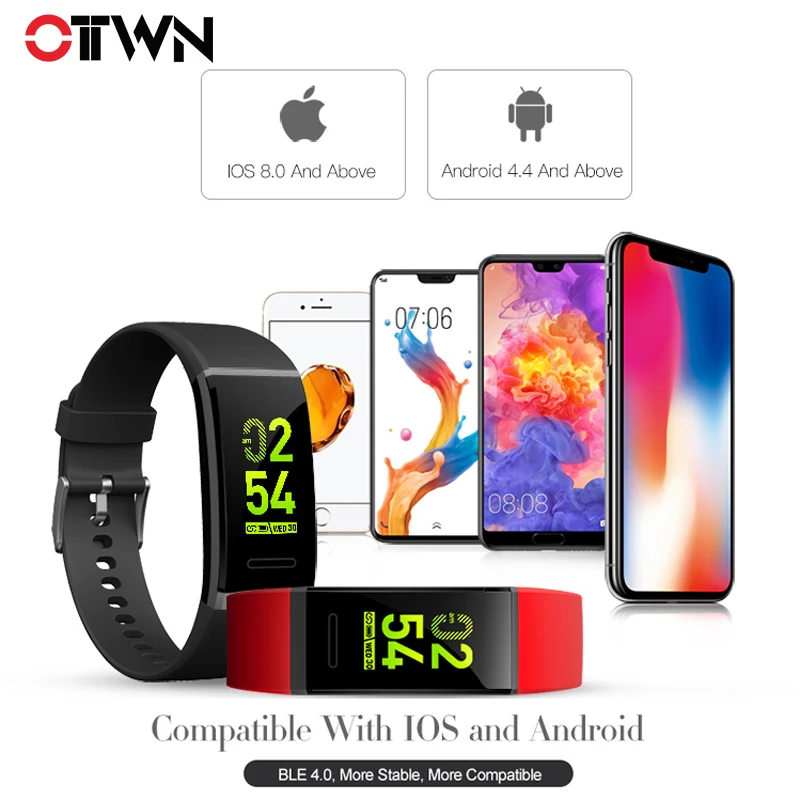 Ottwn Smart Bracelet 50m Waterproof Fitness Tracker Touch Screen Heart Rate Monitor Display Call Message Show for Android IOS |
