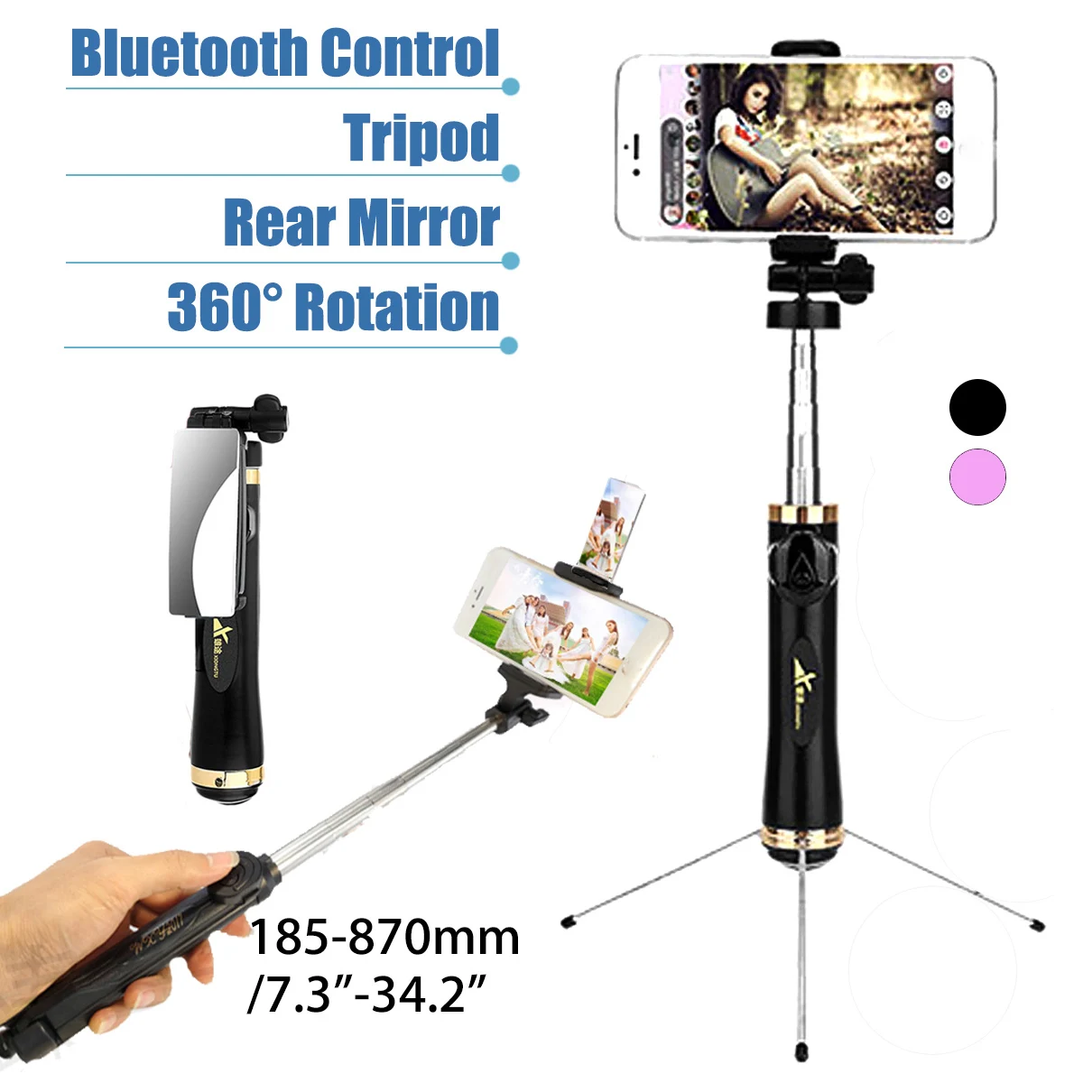 

185-870mm Handheld Mini Tripod Monopod bluetooth Selfie Stick Wireless For Android IOS Smartphone for Xiaomi