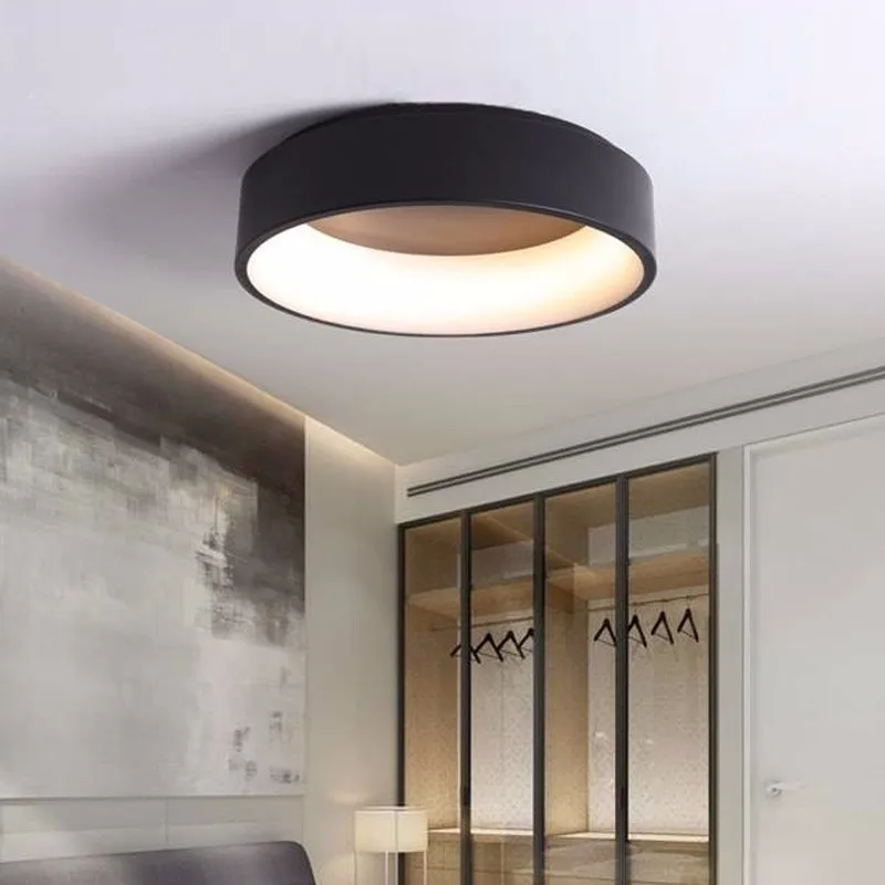 Светодиодный потолочный светильник для столовой, кухни, кольцо, современное черное освещение для спальни, украшение для дома, плафон, лампа, блеск