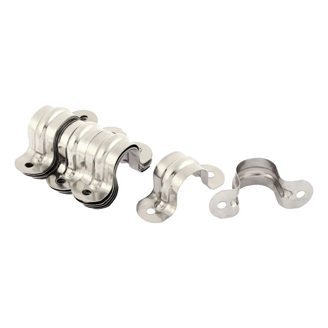 

20mm Dia Two Holes 304 stainless steel Pipe Strap Clips Fastener Holder 20 Pcs