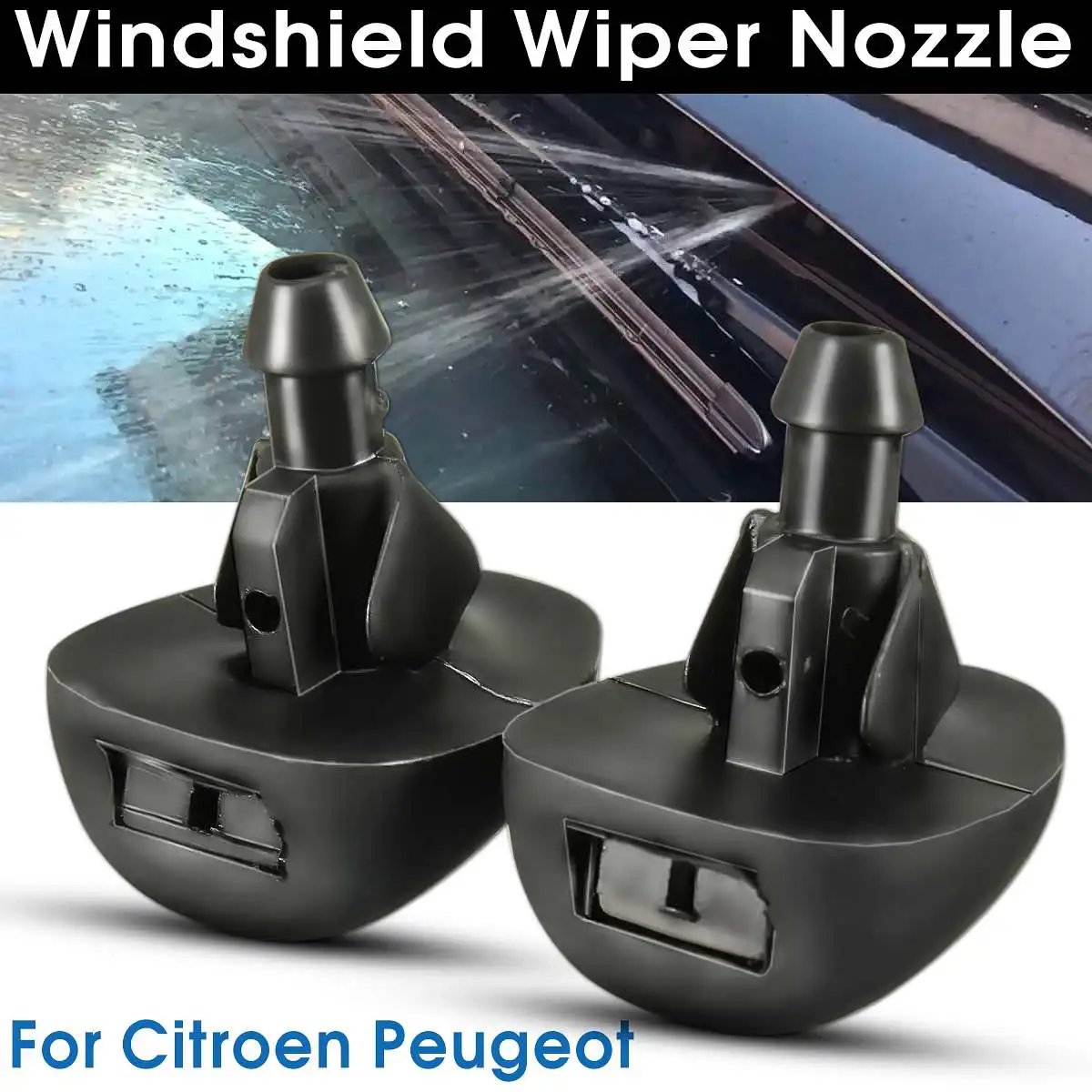 

Pair Car Pair Front Windshield Mist Washer Wiper Nozzle Spray Jet For CITROEN for Saxo for Xsara C4 6438V8