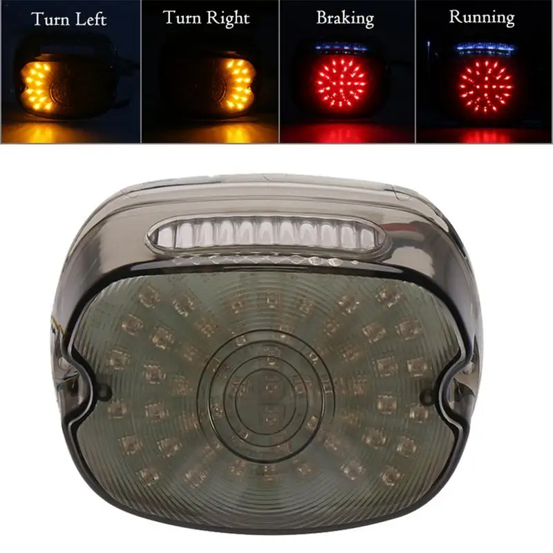 Smoked Low Short Laydown LED Integrated Taillight Turn Signals For Harley Dyna