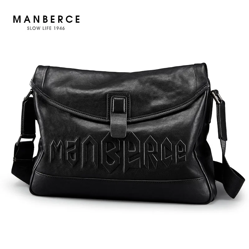 

MANBERCE Brand Handbag Men Shoulder Bags Fashion Tote Laptop Bag Leather Briefcase Men's Messenger Bag Free Shipping