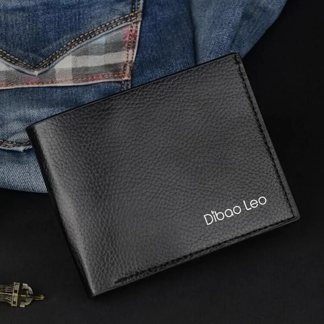 

Fashion Compartment Bit Short etc Two-Folded Leather Wallet Card Casual No Synthetic Letter Men Banknote Photo Slot