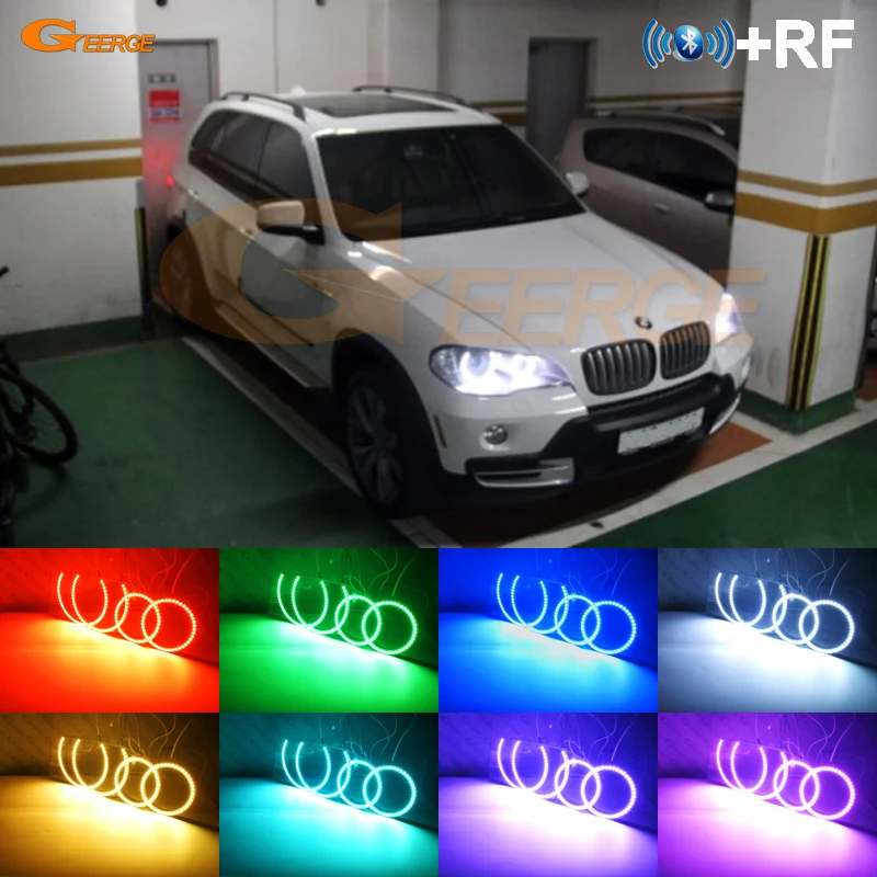 Для BMW X5 e70 2007 2008 2009 2010 2011 2012 2013 ксеноновая фара RF Bluetooth контроллер многоцветный RGB комплект светодиодов «глаза ангела»