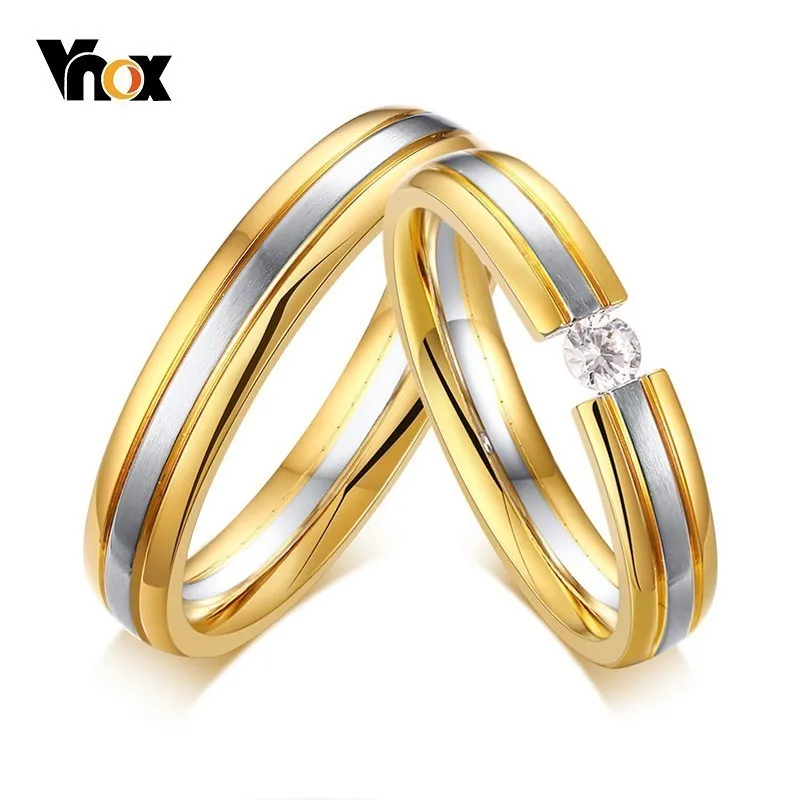 Vnox 4 مللي متر خواتم الزفاف للنساء رجل الذهب و الفضة اثنين من لهجة الفولاذ التحالف آنيل وعد الحب هدايا Vnox 4 مللي متر خواتم الزفاف للنساء رجل الذهب و الفضة اثنين من لهجة الفولاذ التحالف آنيل وعد الحب هدايا