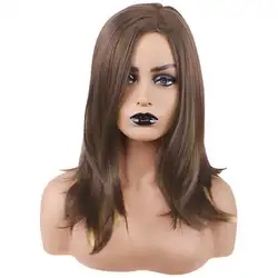 Элегантный женский парик косой челки реалистичные и легко ухаживать удобные, дышащие и кожи естественные прямые волосы парик