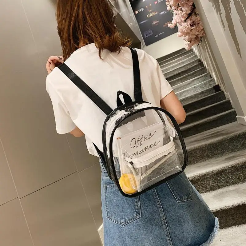 Bolso transparente para mujer, Mochila de verano transparente de PVC, bolsa de playa, bolsas escolares de alta calidad para adolescentes, Mochila femenina