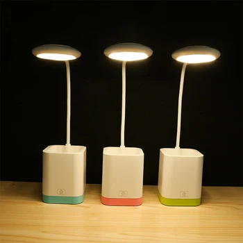 

LED Desk Lamp Table Light with Pen Holder Ring light source Eye Protect USB Charging Touch Switch 3 Levels Dimmer Reading Lamp