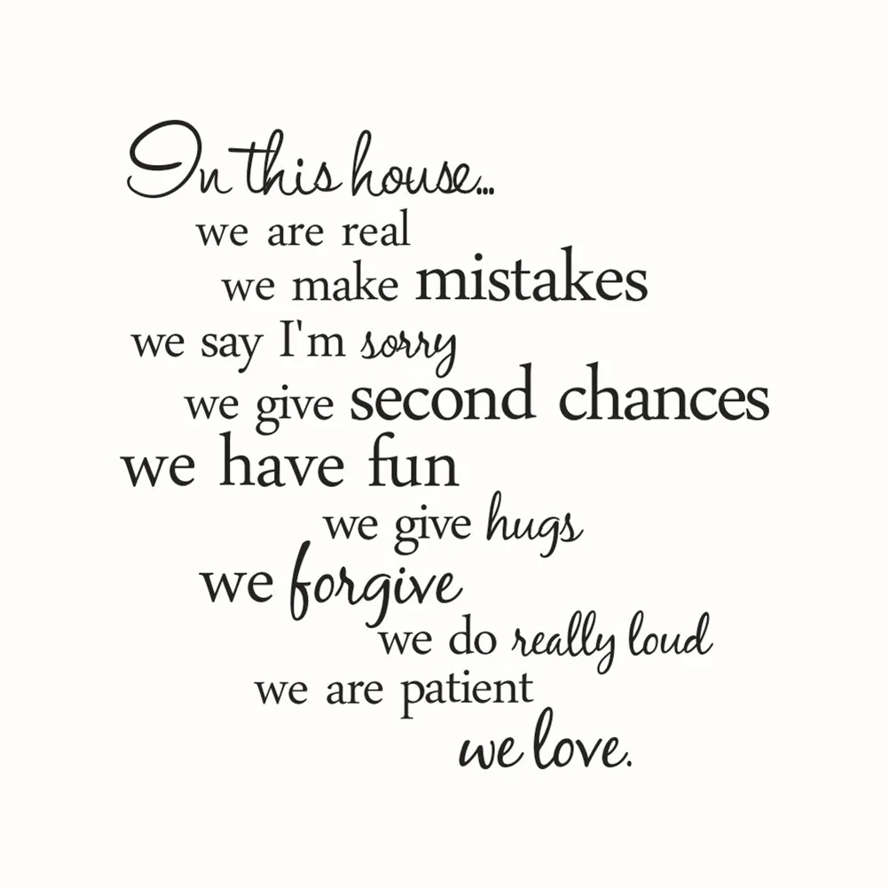 

English Proverbs Motto In This House Removable Art Mural Wall Decal Sticker for Home Bedroom TV Background Decoration
