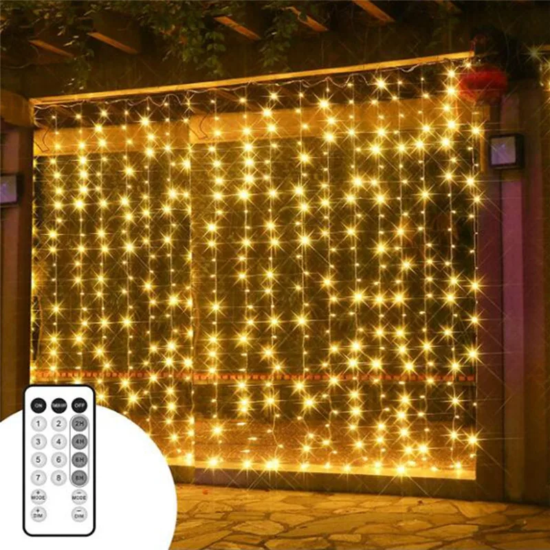

CLAITE USB Window Curtain Icicle Lights 300 LED String Light with Timer Mode for Outdoor Christmas Home Decoration