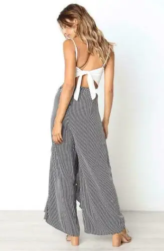 

Women Wide Leg Pants 2019 NEW Womens Casual Elastic High Waist Loose Striped Ruffles Long Wide Leg Pants