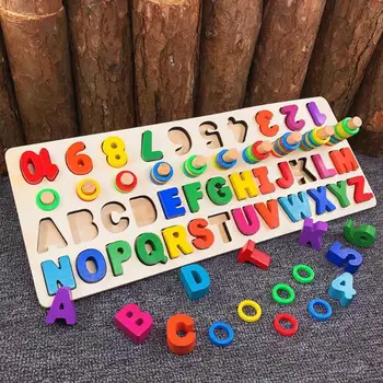 

Wooden Three-in-one Math Letter Board Child Early Educational Puzzle Toys Early Education Teaching Aids Math Toys For Children