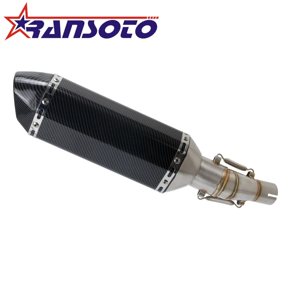 

RANSOTO Motorcycle Exhaust System Slip On Middle Pipe Link Muffler For Kawasaki NINJA300 Ninja 300 250R Z300 Z250