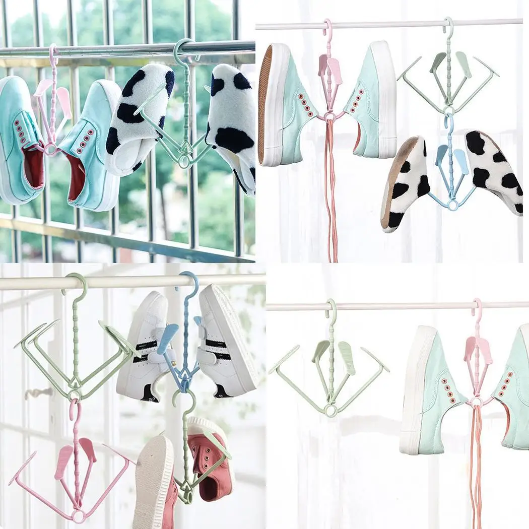 Shoes Drying Rack Folding Hanging Shelf Shape Organizer Unisex Storage Hook Rotary Home, Cabinet, etc Hanger