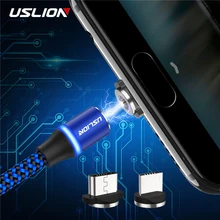 

USLION 1M Nylon Braided Magnetic USB Cable For Type C Micro USB Magnet Cable For Android Mobile Phone Charger Lines Wire Cord