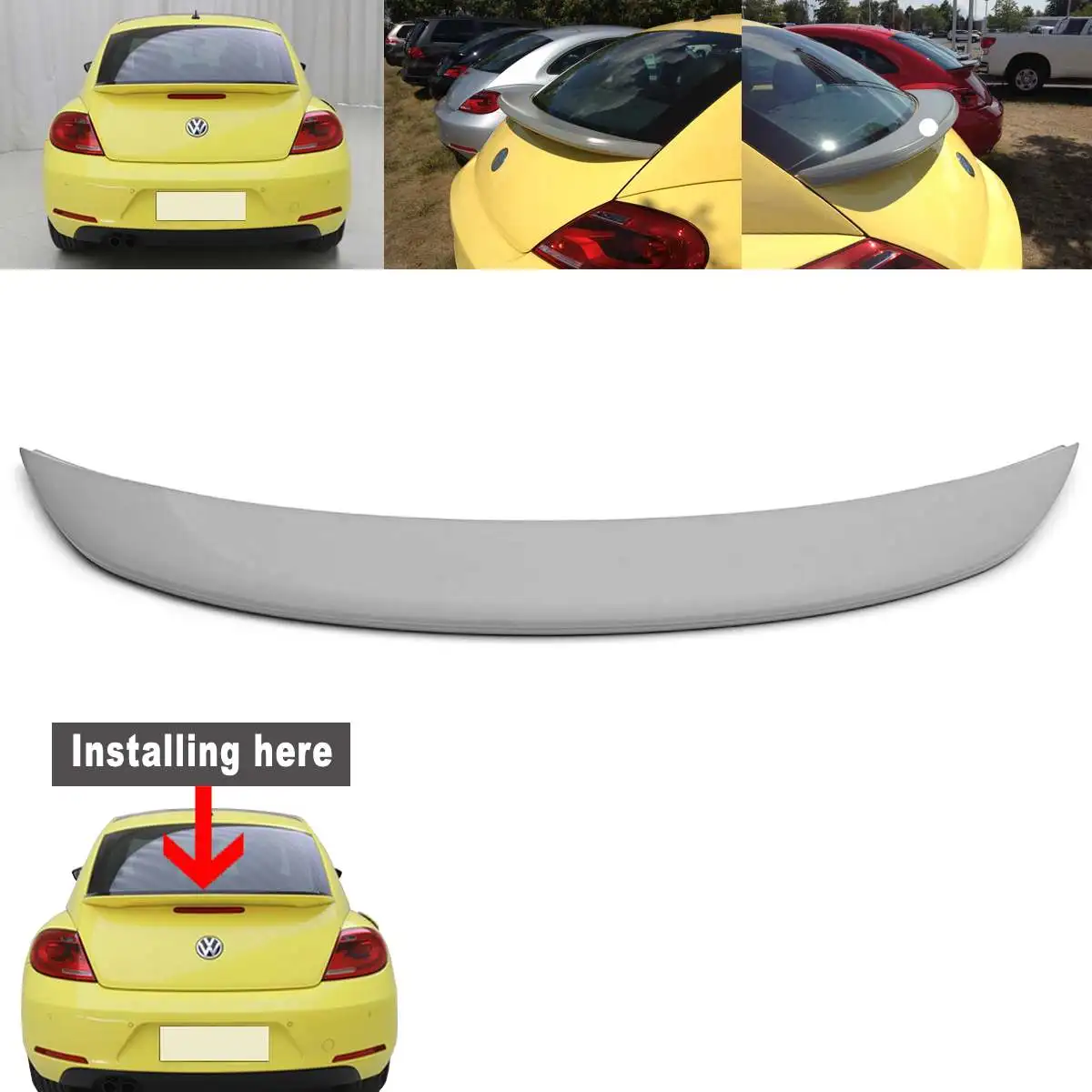 

For Volkswagen for VW Beetle 2012 up Primer Unpainted ABS Rear Trunk Wing Back Windshield Spoiler With Screw