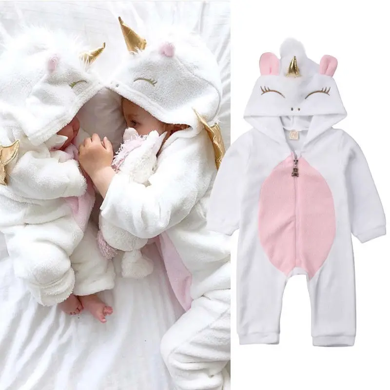Newborn Baby Boy Girl Hooded Romper Parent-child Jumpsuit Sleep Clothes Outfits