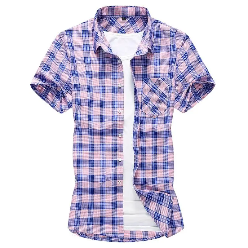 

Casual Blouse Men Camisa masculina Wedding Dress Shirts Men Slim fit Plaid Shirt Mens Clothing Summer New 2019