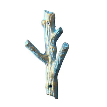 

Retro Rustic Tree Branch Hooks Creative Iron Wall Mounted Coat Hangers Wall Hat Rack (Blue)