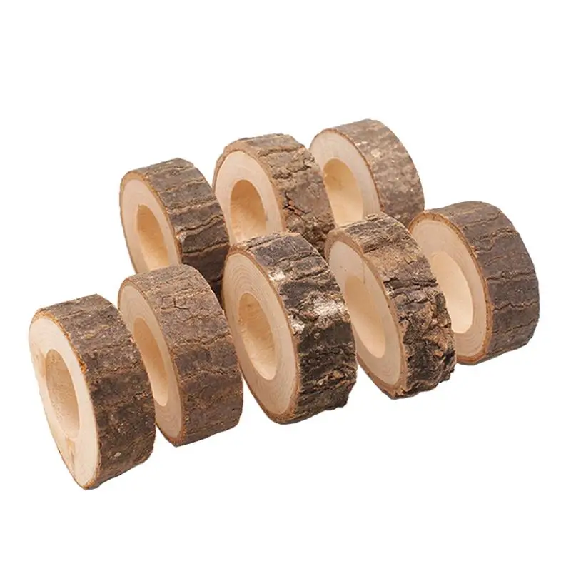 

8pcs Napkin Rings Natural Wooden Unfinished Towel Rings Napkin Circles Towel Holders For DIY Craft Counter Supplies Table Decor