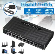 8-Порты и разъёмы RJ45 10/100/1000 Мбит/с, штепсельная вилка американского стандарта Gigabit Ethernet сетевой коммутатор концентратор Lan переходник для Маршрутизаторы модемы Быстрый Ethernet-коммутатор