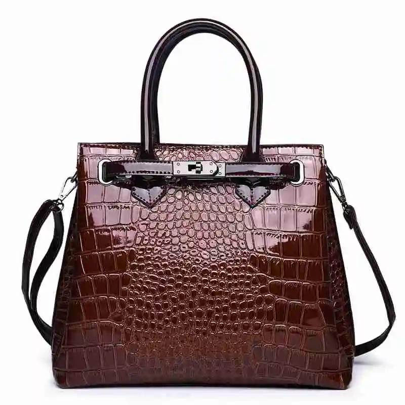 

2019 Brand Luxury Casual Tote Handbags High Quality Leather Shoulder Bags Female Crocodile Pattern Ladies Fashion Top-Handle Bag