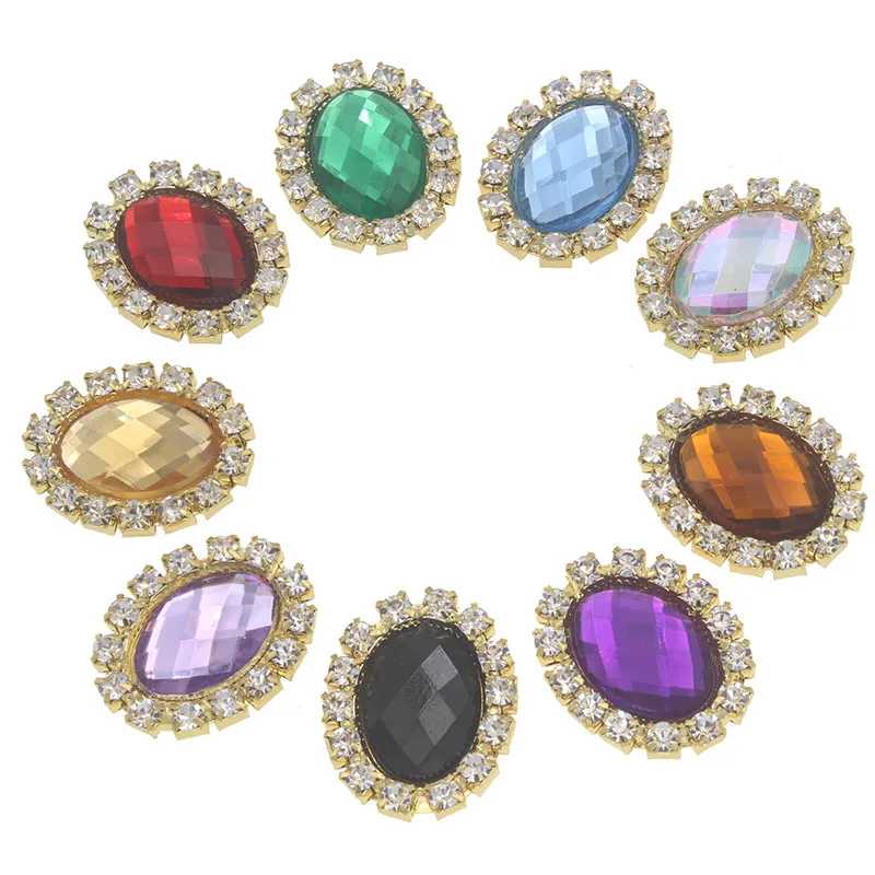 

Rhinestone Botones Decorativos Handmade Metal Button With Acryl Stone For Crafts Embellishments