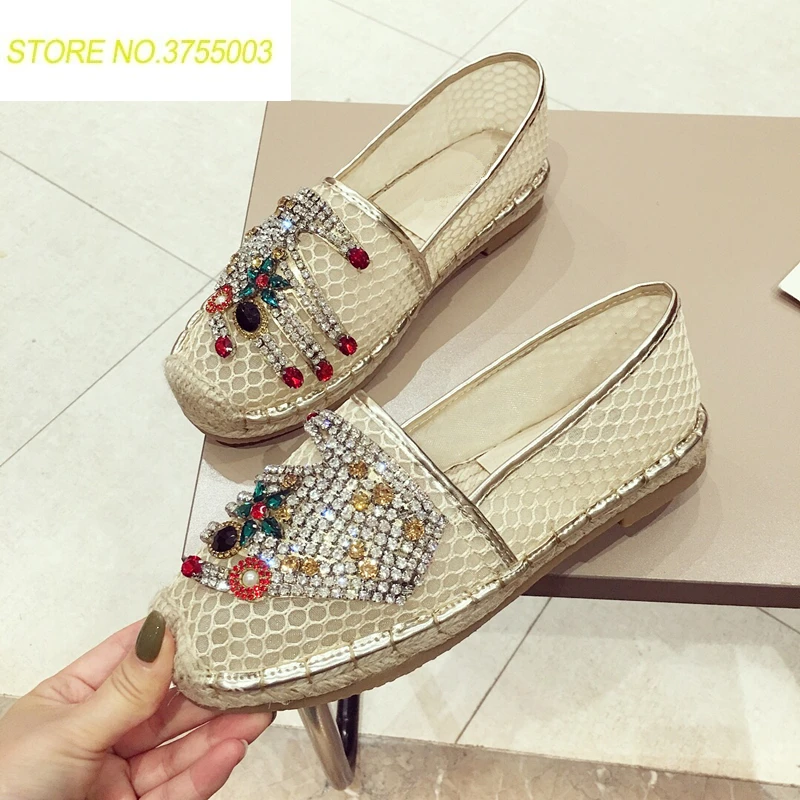 

2018 Fashion summer Embroider Espadrilles Fishman Mesh Loafers Lace Hollow out Hemp Canvas Shoes Women Casual Flat Shoes Woman