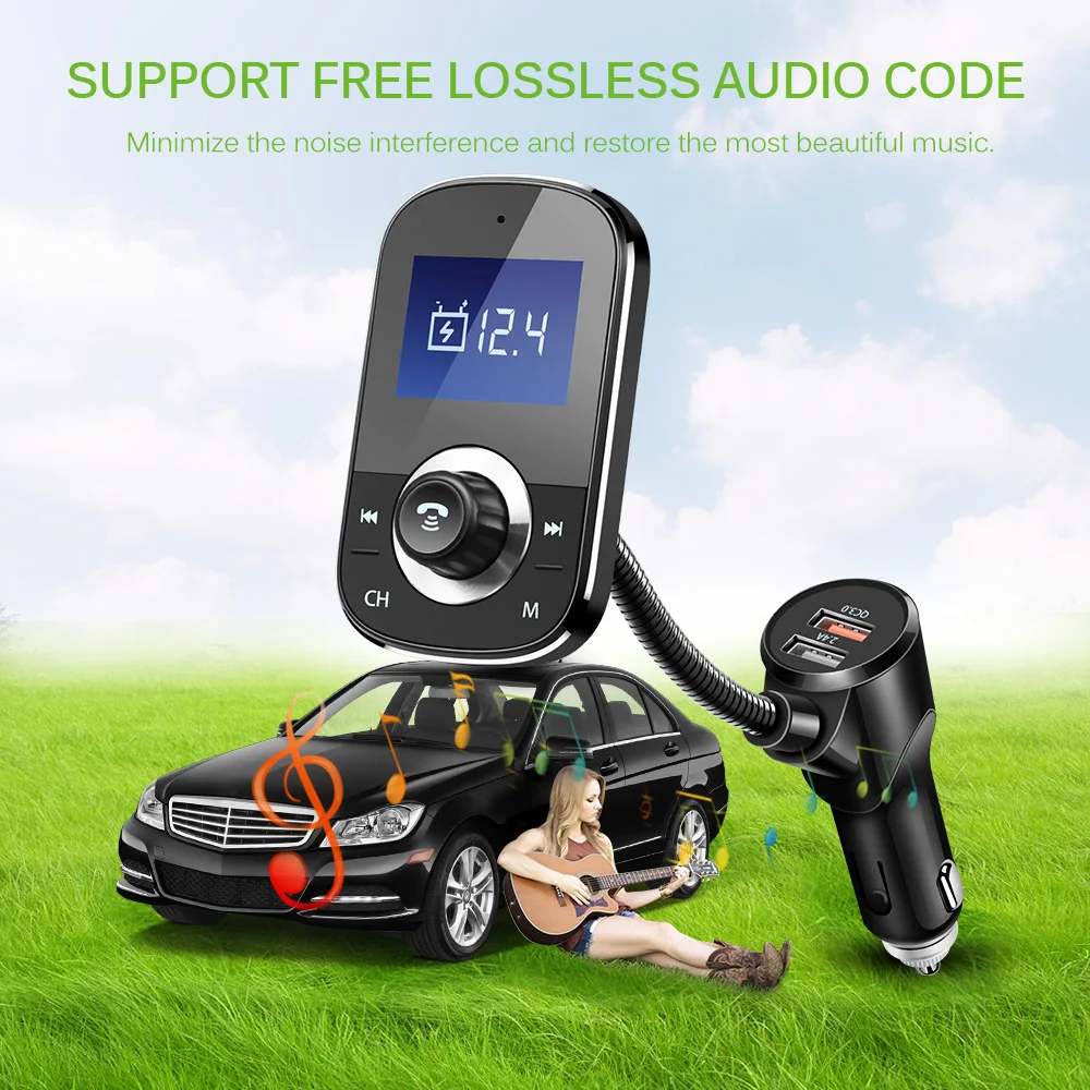 Car Bluetooth Hands Free Phone FM Transmitter Modulator Car Kit USB
