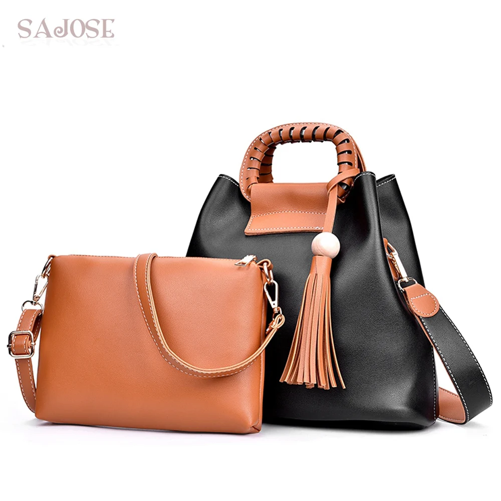 المرأة حقيبة جلدية 2 مجموعات الأعلى مقبض حقيبة يد مع شرابة العلامة التجارية حقائب كتف مصمم حقيبة ساع السيدات عارضة اليد المرأة حقيبة جلدية 2 مجموعات الأعلى مقبض حقيبة يد مع شرابة العلامة التجارية حقائب كتف مصمم حقيبة ساع السيدات عارضة اليد