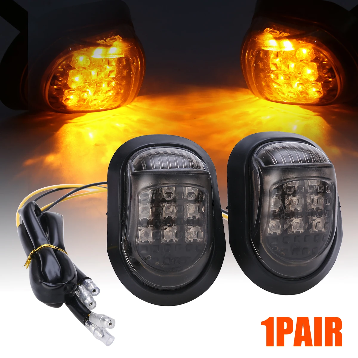 

Motor Light Source 2pcs Super Bright Motorcycle Flush Mount Signal Lamp Waterproof LED Turn Signal Indicator Lights Amber