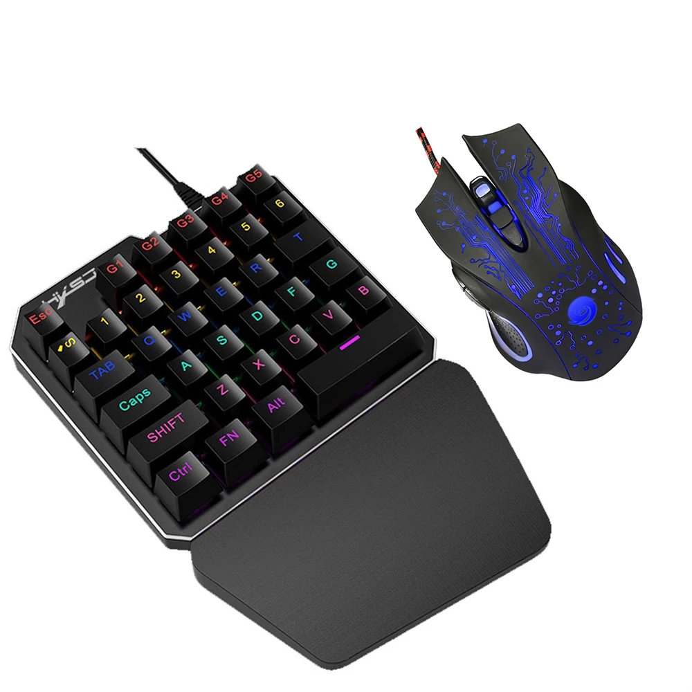 

HXSJ J100+A885 Keyboard Mouse Set 35 Keys Mini USB Wired 5500DPI 6 Button LED Optical Gaming Keyboard Mouse Combos for LOL Dota2