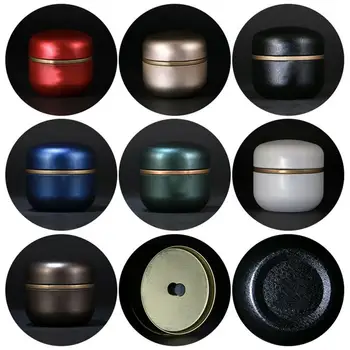 

Solid Color Universal Metal Mini Small Sealed Tea Caddy Cans Portable Travel Flower Tea Box Round Odorless Sealed Moisture-Proof