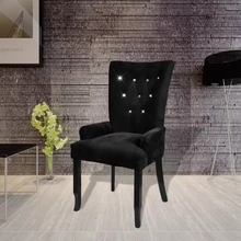 VidaXL Fauteuil de luxe Velours-enduit Noir dossier Long Europe Style chaise Fauteuil Avec Cadre En Bois Velours Noir Style moderne