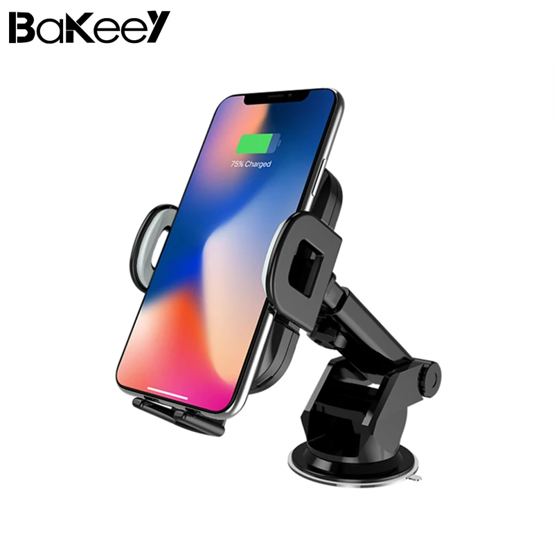 

Bakeey 2 in 1 Car Fast QI Wireless Charger With phone Holder Automatic Infrared Sensor Car Mount charging for iPhone XS max 8