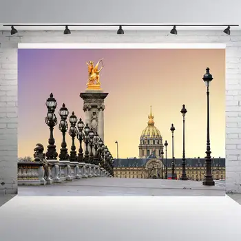 

Oxford University Photography Backdrop , Beautiful Sunrise at The Pont Alexandre III and Les Invalides in Paris