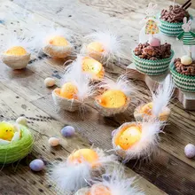 Пасхальная гирлянда светодиодный теплый белый милый красочное яйцо Гирлянда Свет Лампа цыпленок балкон спальня дом пасхальное украшение