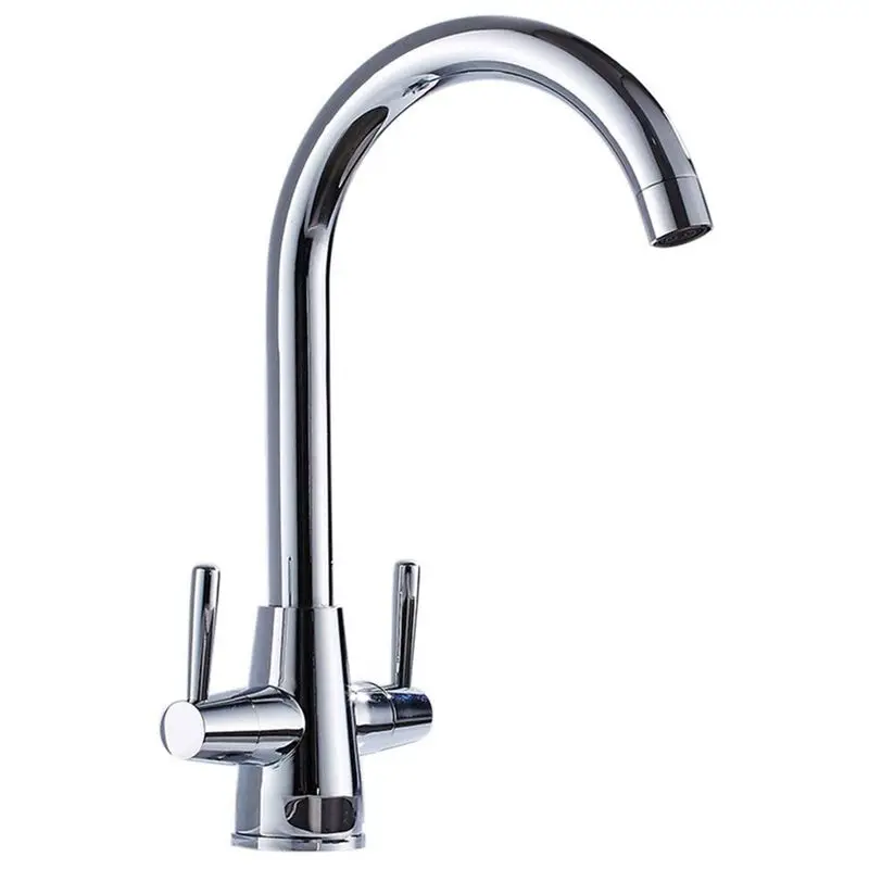 

Kitchen Sink Taps Double Lever Single Spout Cold And Hot 360 Degrees Swivel Range Kitchen Faucet