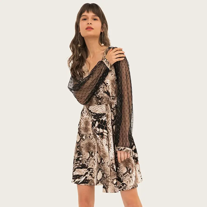 

Mini Dresses Women Boho Sexy Club Travel Club Gray Elegant OL Ladies Serpentine Mesh Party Plus Size Female Fashion Summer Dress