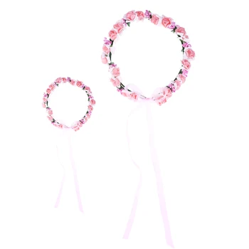 

2 Pcs Headband and Wristband Floral Exquisite Hair Garland Floral Bracelet Headdress and Bracelet for Engagement Wedding Banquet