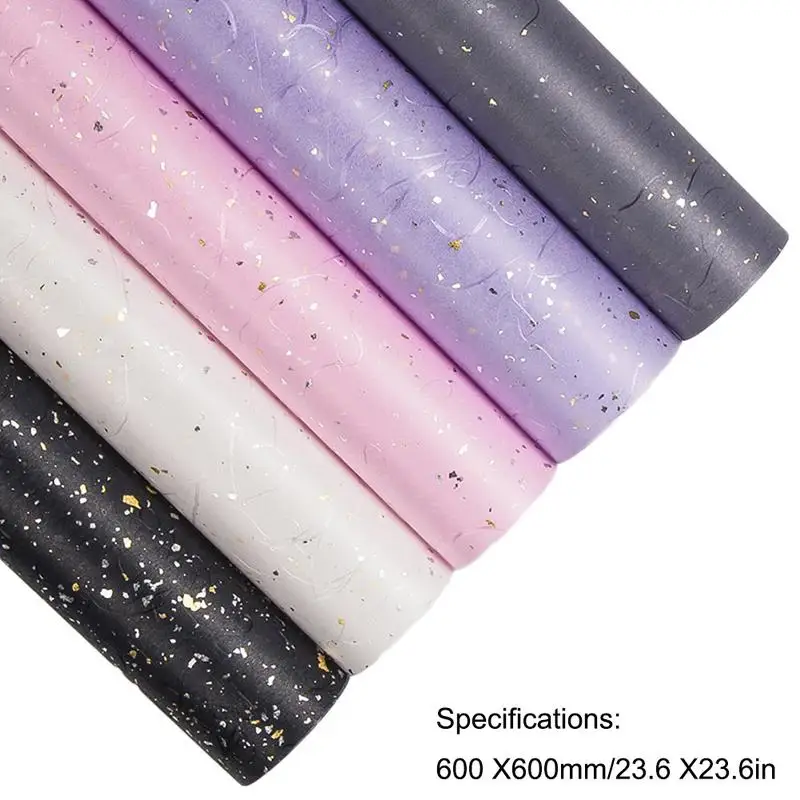 

10 Sheet/Pack Multi Color Flower Wrapping Paper With Gold/Silver Sequins Bouquet Packaging Materials Craft Gift Wrapping Paper