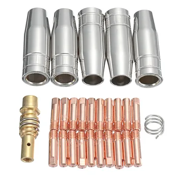 

27pcs MB-15AK MIG/MAG M6 Welding Weld Torch Contact Tips 0.6/0.8/1.0mm Holder Gas Nozzle Link Rod Conical Nozzle Shield Cup