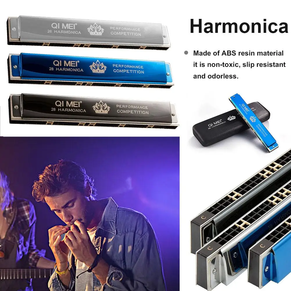 

Harmonica Adult 28 Hole Wide Range Professional Competition Harmonica for Beginner Students Musical Instruments