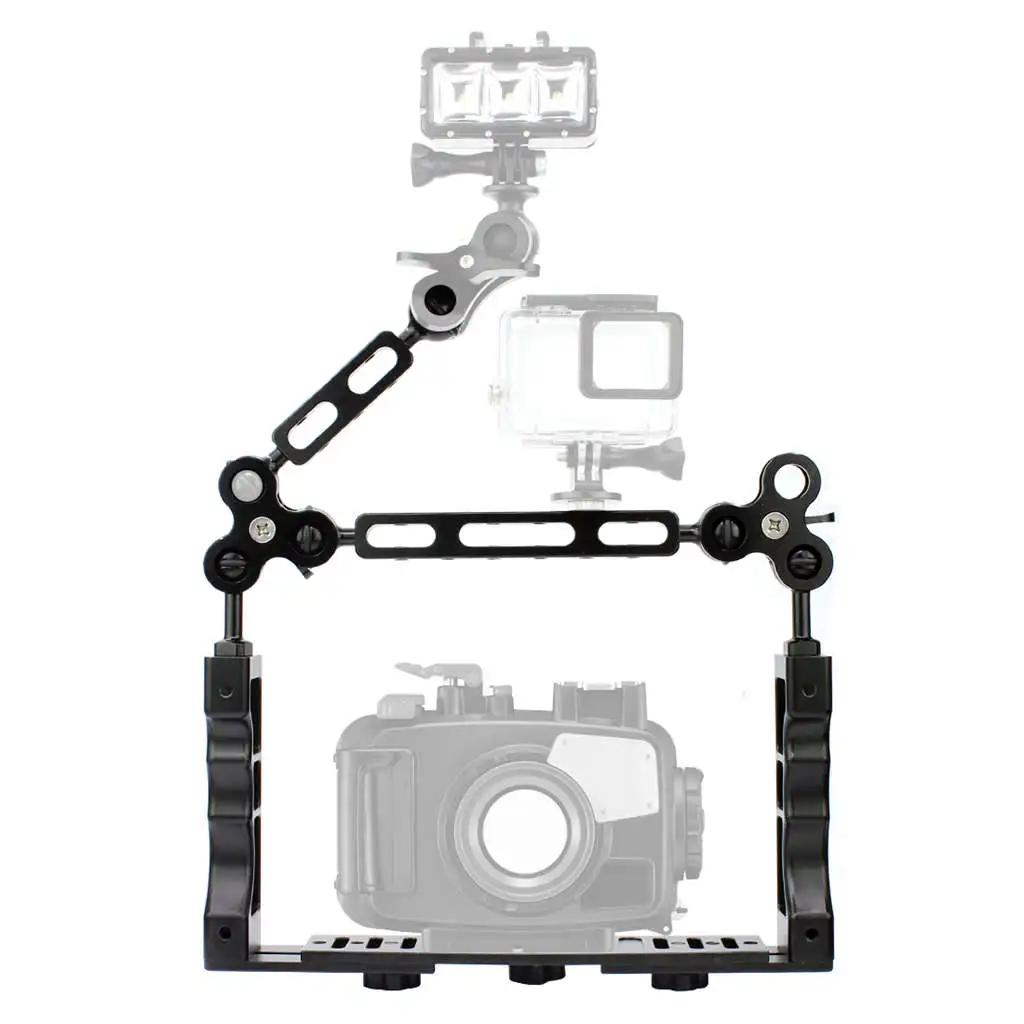  Cnc Scuba Diving Underwater Light Arm System Triple Clamp Tray Bracket Handle Grip Stabilizer Rig F