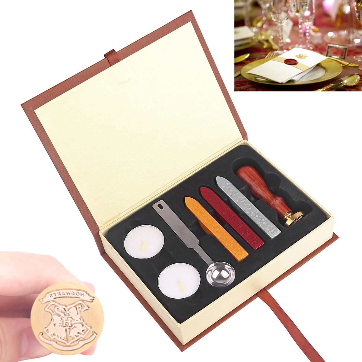

Houkiper Wax Seal Stamp Kit Badge Art Retro Sealing Wax Alphabet Letter Handmade Hobby Tools Sets Home Party Wedding Decor
