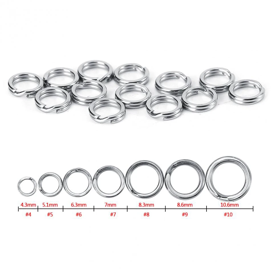 

50pcs/100pcs Stainless Steel Fishing Split Rings for Crank Hard Bait Silver Double Loop Split Open Carp Tool Fishing Accessories